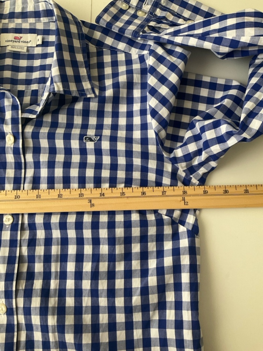 Vineyard Vines 100% Cotton Women Size 8 Blue and White Gingham Button-Down Shirt - Picture 5 of 8